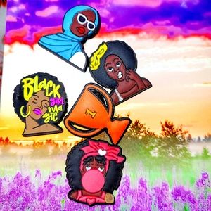 5pcs Black Girl Croc Charms